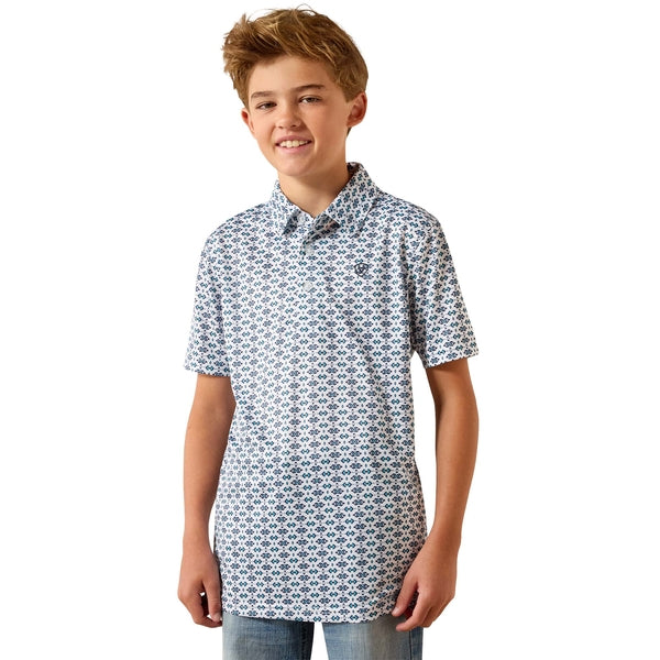 Boy's All Over Print Polo - 110071206- White Southwest Space