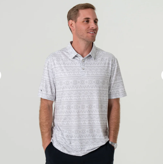 BULEBO GREY AZTEC PERFORMANCE POLO
