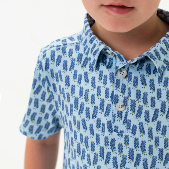 BURLEBO Youth Polo -Youth Polo - Bluebonnets