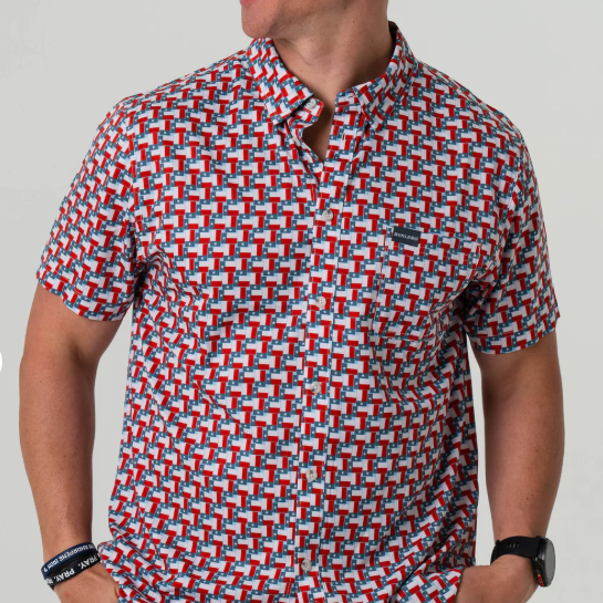 BURLEBO Performance Button Up - Texas Flag