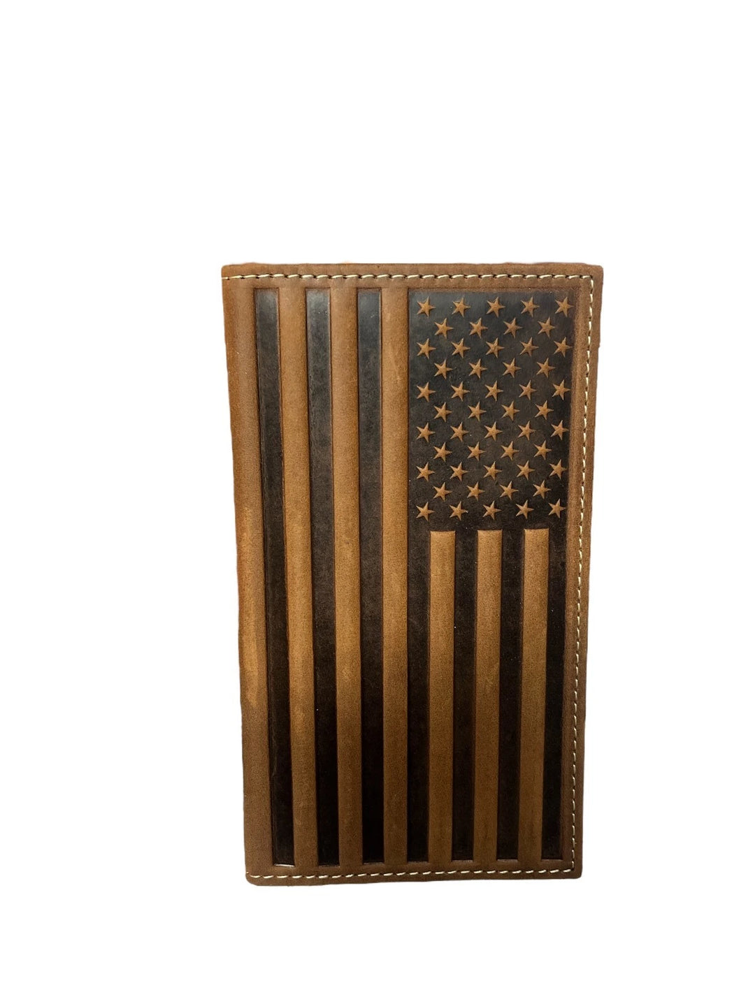 Nocona Western Men's Wallet Bifold Checkbook Leather Embossed Flag N500044102