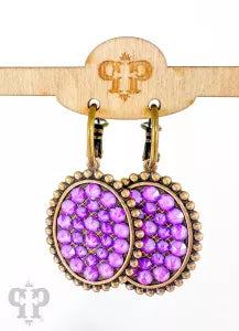 E-656 Neon Austrian crystal oval earring