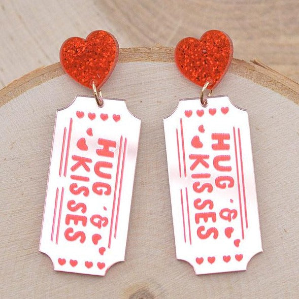 Glitter Valentines Love Coupon Earrings