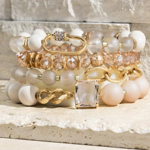 Luminous Glass and Wood Bracelet Set