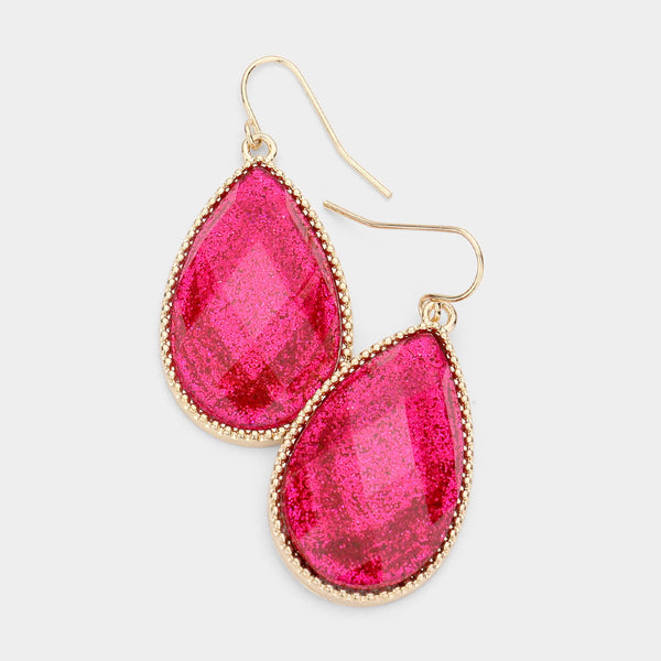 Glitter Teardrop Dangle Earrings