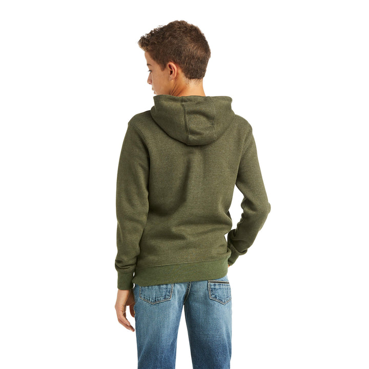 Ariat Boys Basic Hoodie Sweatshirt BRINE OLIVE DOUBLE FLAG