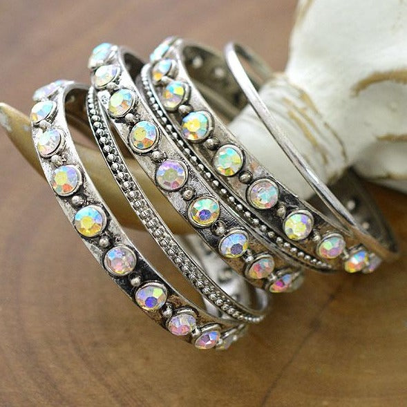 Rhinestone Bangle Bracelet Set
