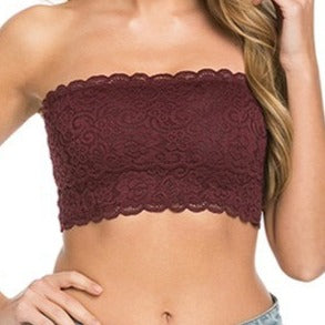 KNIT SCALLOP BANDEAU LACE BRA