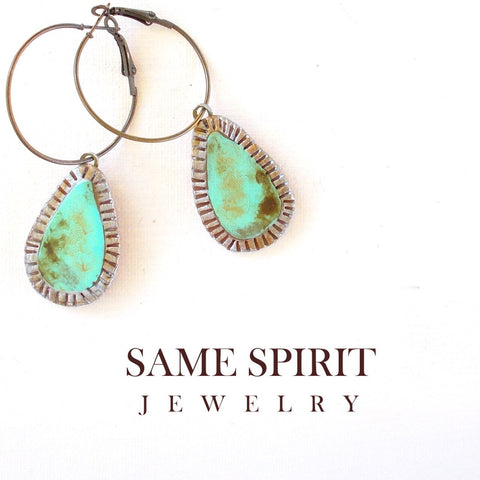 Tiny Crimped Teardrop Distressed Turquoise