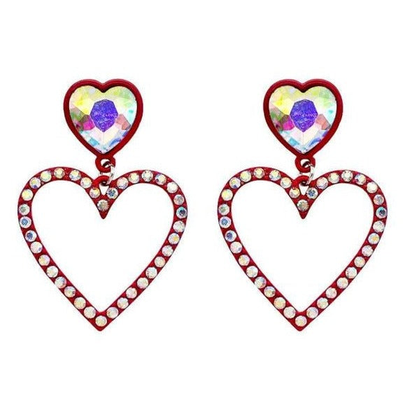Rhinestone Heart Dangle Earrings