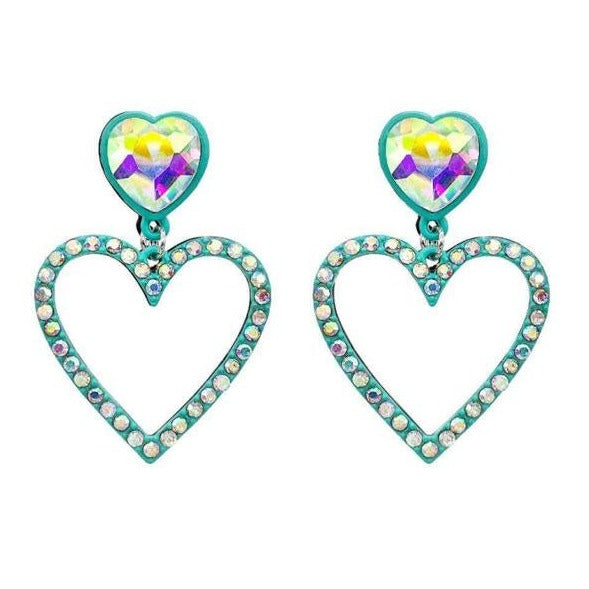 Rhinestone Heart Dangle Earrings