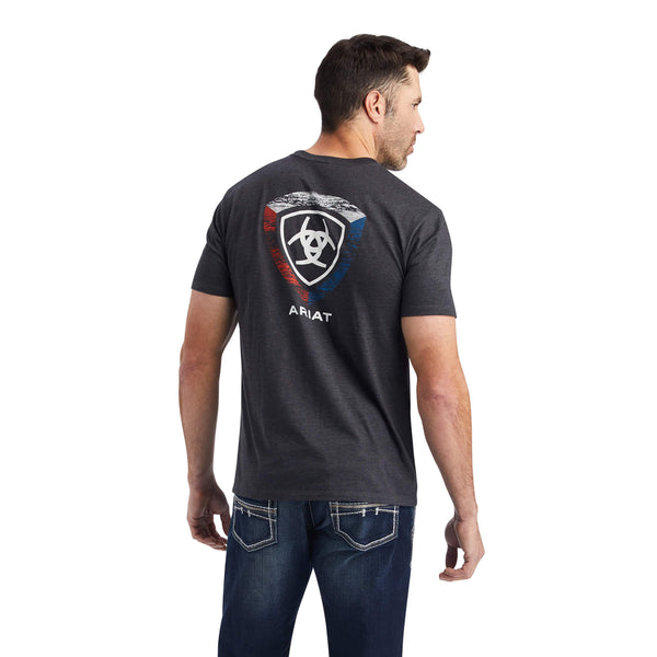 MEN'S 10042649 Ariat Woodgrain Shield T-Shirt- CHARCOAL HEATHER