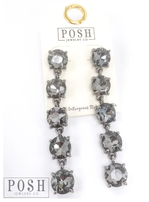 Posh 9PE237  Round rhinestone 5-drop earring