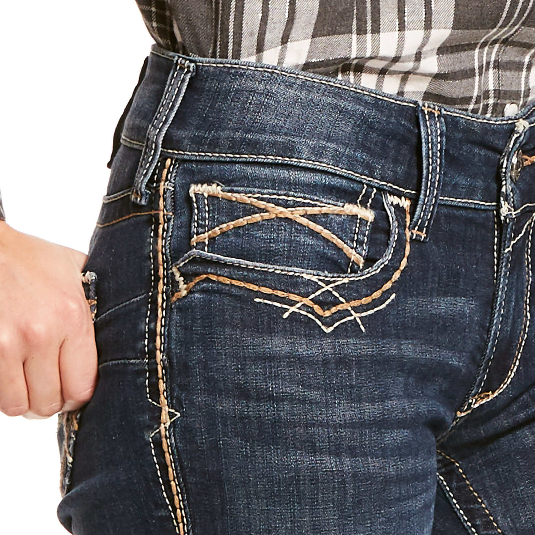 WOMEN'S 10025286 R.E.A.L. Mid Rise Stretch Entwined Festival Boot Cut Jean