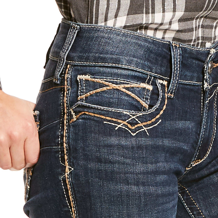 WOMEN'S 10025286 R.E.A.L. Mid Rise Stretch Entwined Festival Boot Cut Jean
