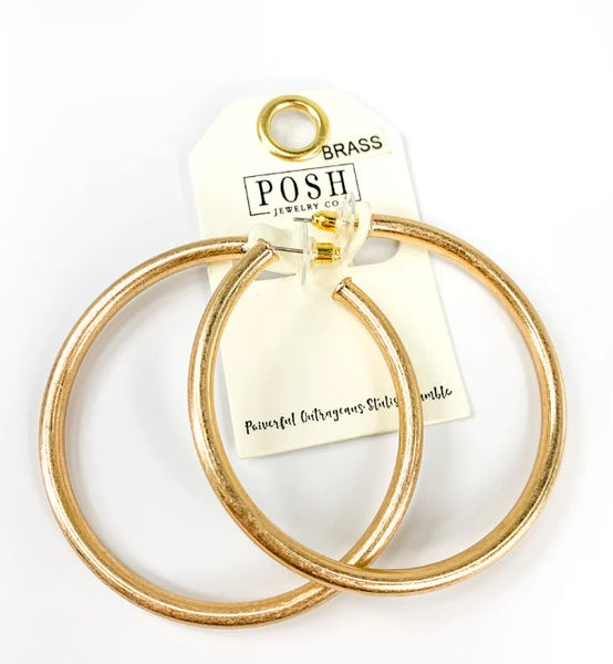 9PE132  Gold large hoop earring (2 colors)