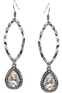 HAMMERED MARQUIS TEARDROP GLASS CRYSTAL EARRING