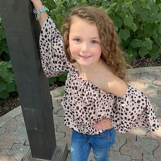 DALMATION COLD SHOULDER TOP AND BELL SLEEVE
