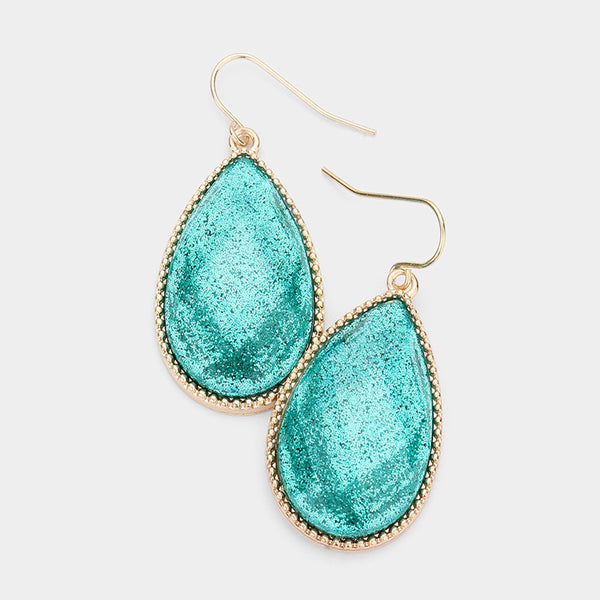 Glitter Teardrop Dangle Earrings