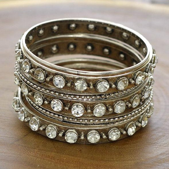 Rhinestone Bangle Bracelet Set