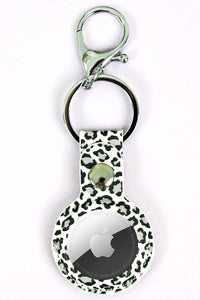 LEOPARD FAUX LEATHER KEYCHAIN CASE FOR APPLE AIRTAG