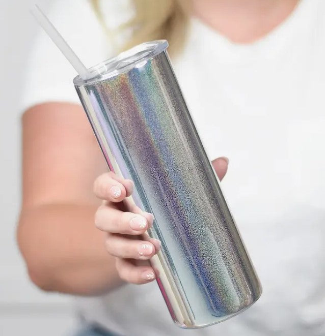Silver Rainbow Mirror Tall Travel Cup