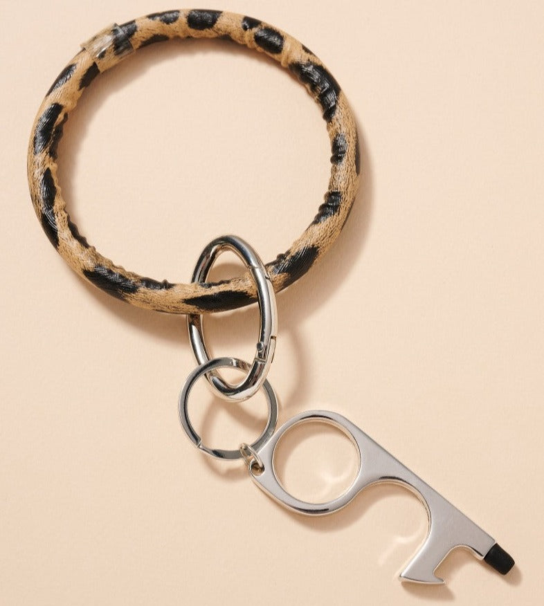 Animal Print Leather No Touch Key Ring