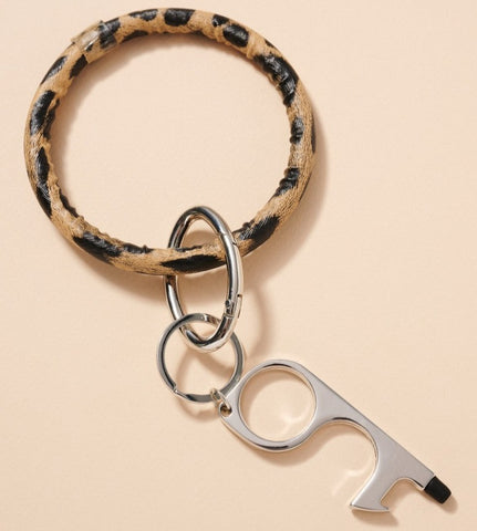 Animal Print Leather No Touch Key Ring