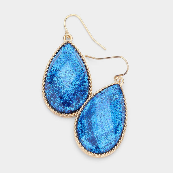 Glitter Teardrop Dangle Earrings