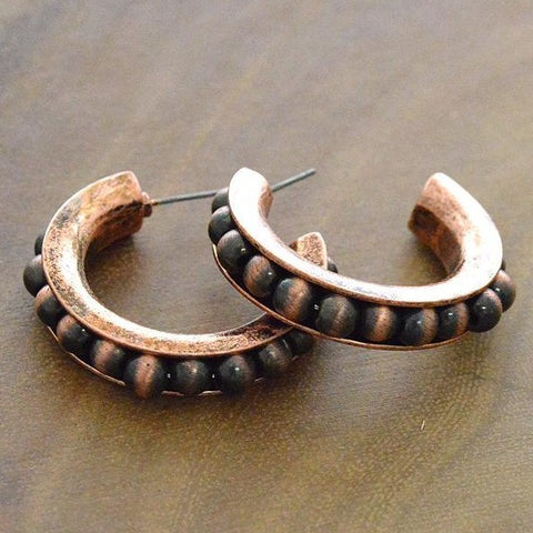 Western Bead Hoop Earrings