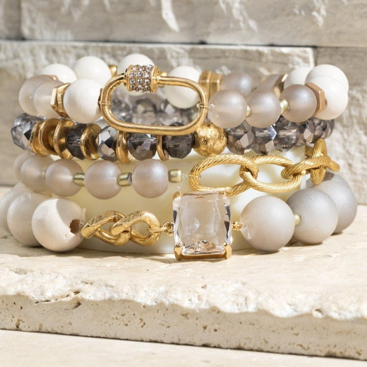 Luminous Glass and Wood Bracelet Set
