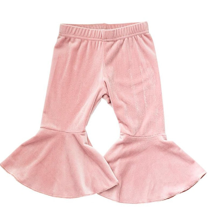 Lina Pleated Velour Bell Bottoms - Lollipop Pink