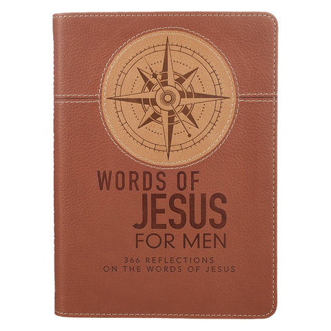 Words of Jesus For Men Saddle Tan Faux Leather Devotional BY RIEKERT BOTHA