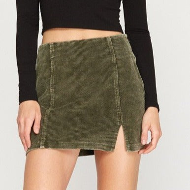 Corduroy Olive Mini Skirt