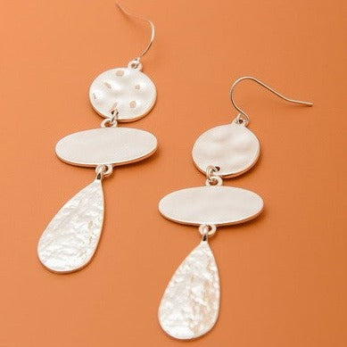 Hammered Geo Drop Earrings