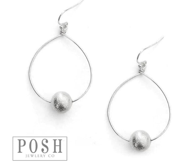 Posh 9PE158 Hand wrapped teardrop with brushed ball earring (2 colors)