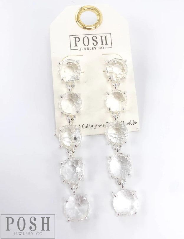 Posh 9PE237  Round rhinestone 5-drop earring