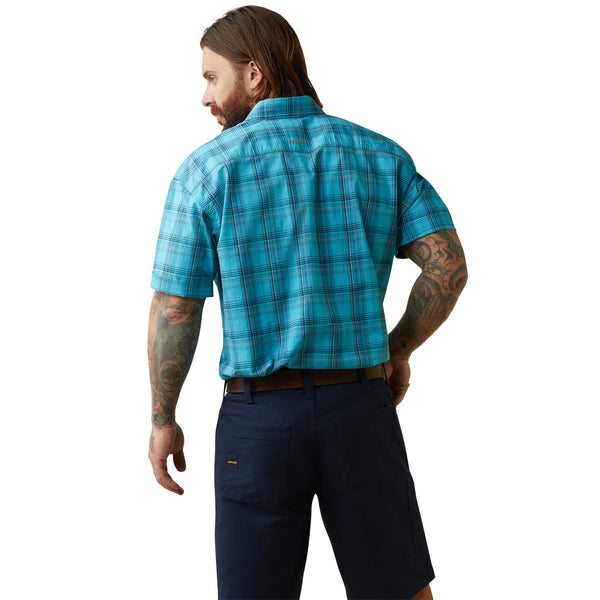 Men's Style # 10043489 Rebar Made Tough DuraStretch Work Shirt- Bachelor Button Plaid