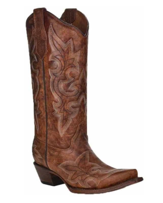 WOMEN'S TAN EMBROIDERY WESTERN BOOTS - SNIP TOE Circle G by Corral- L5780