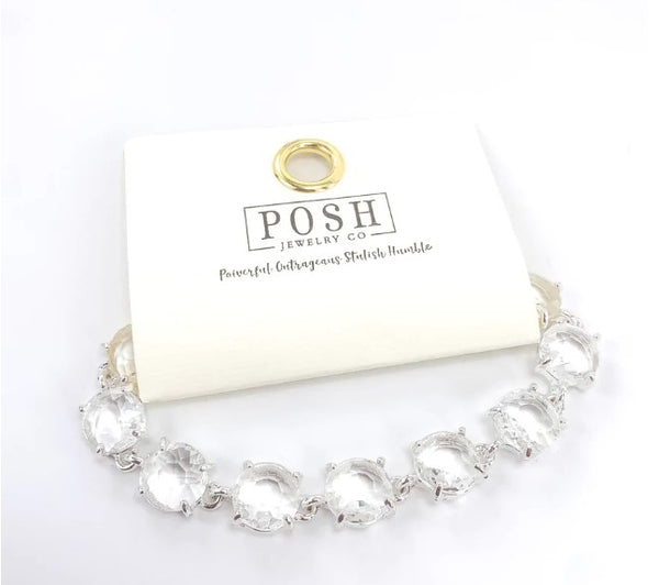Posh 9PB033 Round rhinestone linked bracelet