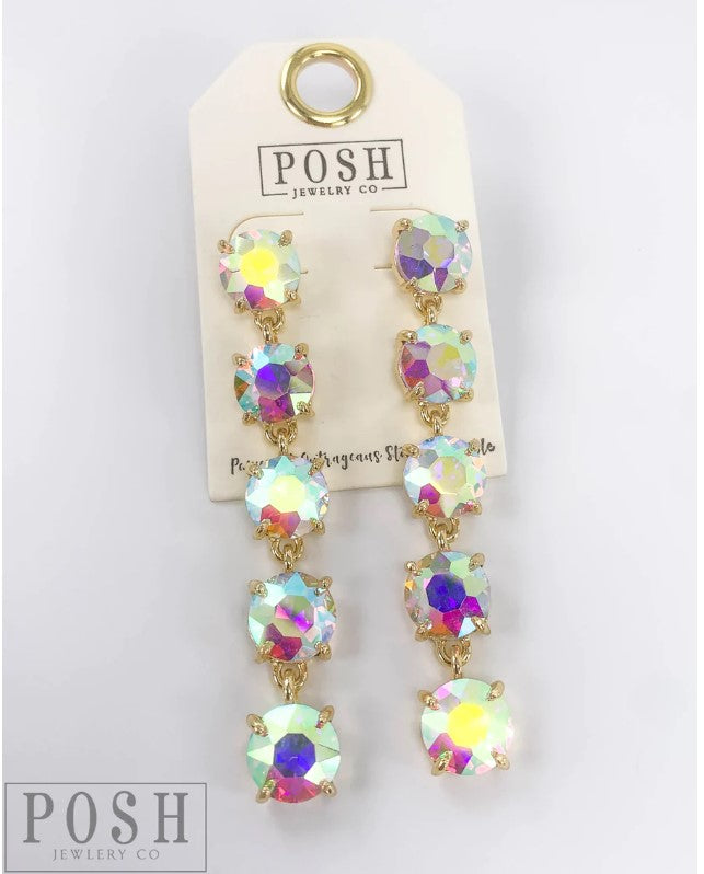 Posh 9PE237  Round rhinestone 5-drop earring
