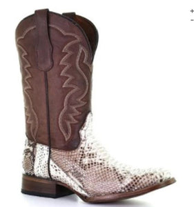 CIRCLE G MEN'S EXOTIC PYTHON SKIN WESTERN BOOTS - SQUARE TOE