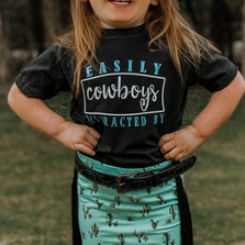 EASILY DISTRACTED BY COWBOYS KIDS WESTERN GRAPHIC TEE
