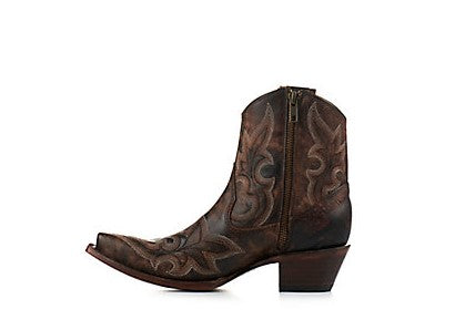 Circle G By Corral Ladies Black & Brown Western Zipper Booties L5917