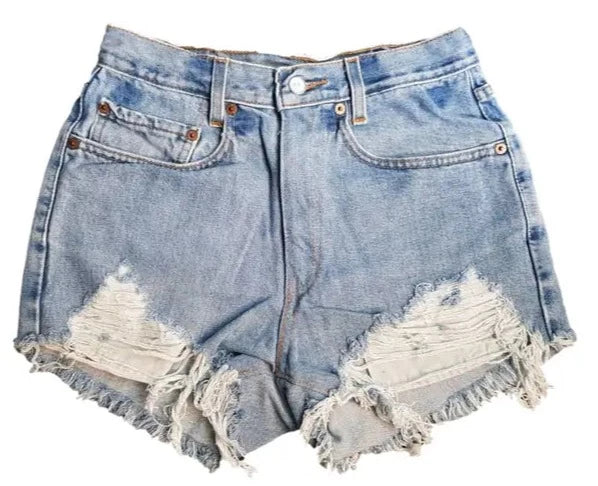 Upcycled Vintage Frayed Denim Shorts
