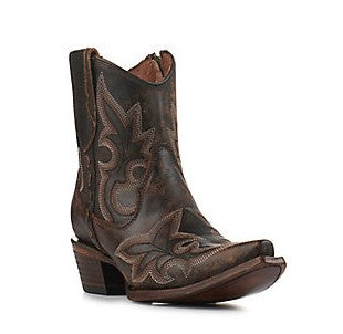 Circle G By Corral Ladies Black & Brown Western Zipper Booties L5917