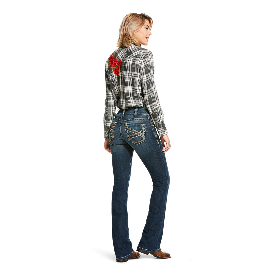 WOMEN'S 10025286 R.E.A.L. Mid Rise Stretch Entwined Festival Boot Cut Jean