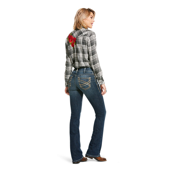WOMEN'S 10025286 R.E.A.L. Mid Rise Stretch Entwined Festival Boot Cut Jean