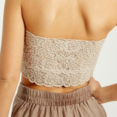 KNIT SCALLOP BANDEAU LACE BRA