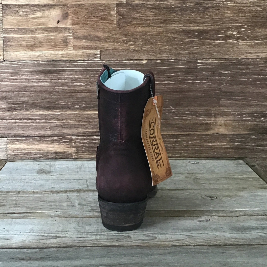 Wine Lamb Ankle Boot